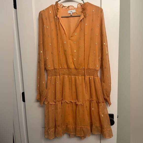 NSR Orange and Gold Dotted Dress - Picture 2 of 4